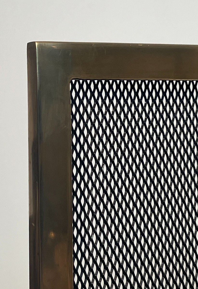 Brass And Grilling Fireplace Screen. French Work. Circa 1970-photo-1