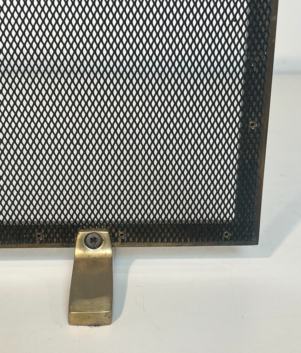 Brass And Grilling Fireplace Screen. French Work. Circa 1970-photo-6