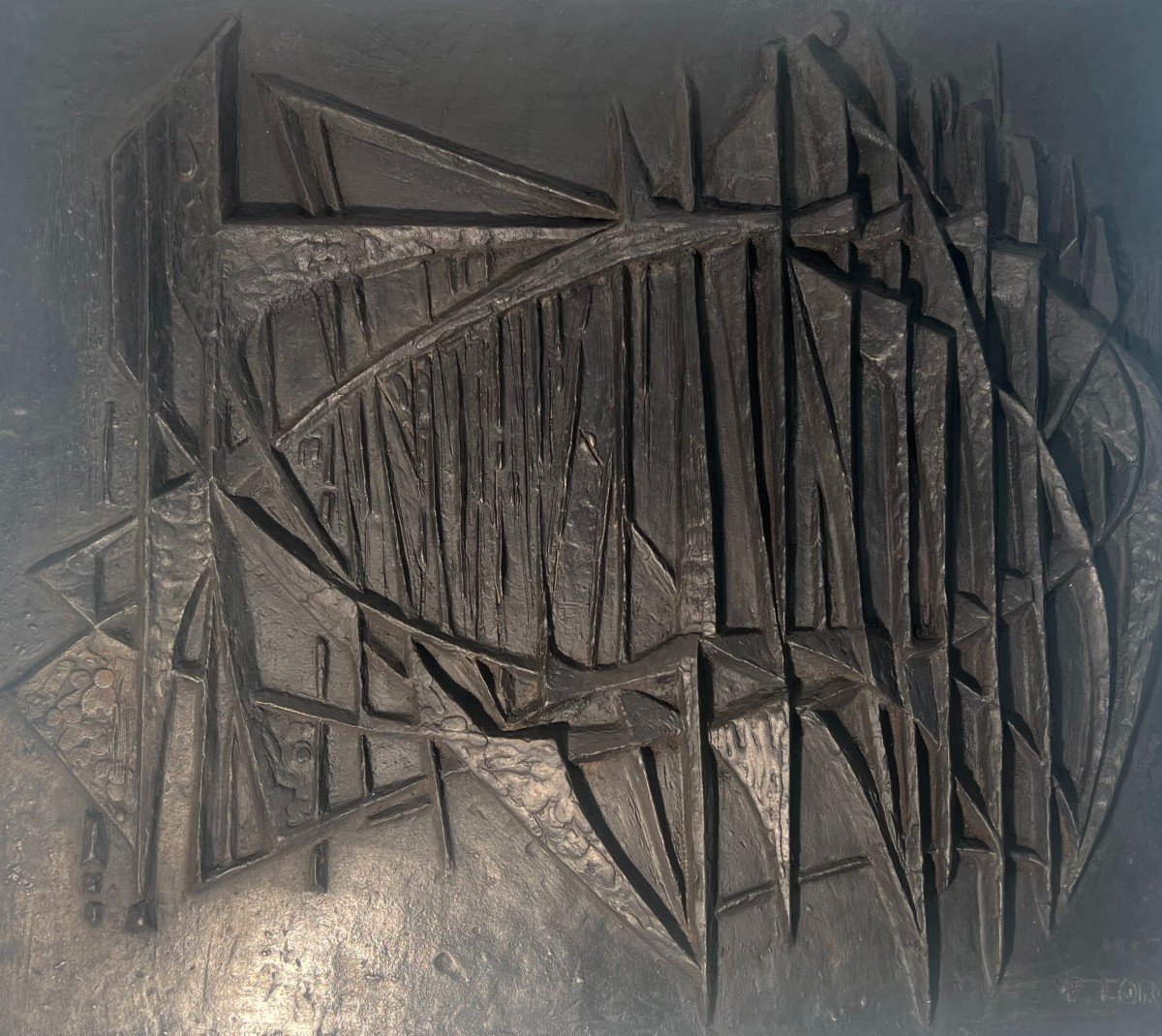 Plaque De Cheminée Moderniste En Fonte "les Voiliers". Travail Français. Signé F. Loriot-photo-3