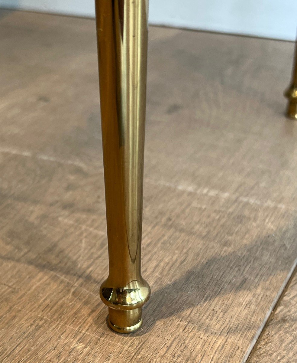Brass Side Table With 2 Glass Shelves. French Work By Maison Jansen. Circa 1940-photo-7