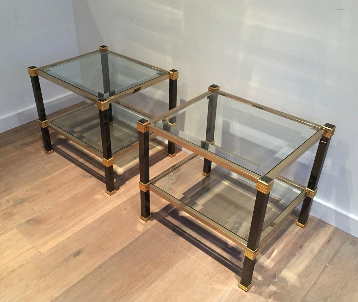 Large Pair Of Bouts Of Sofa Black Lacquered And Gilded. Around 1970