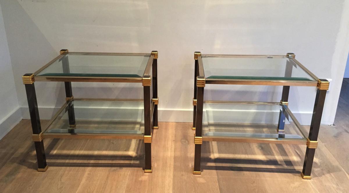 Large Pair Of Bouts Of Sofa Black Lacquered And Gilded. Around 1970-photo-2