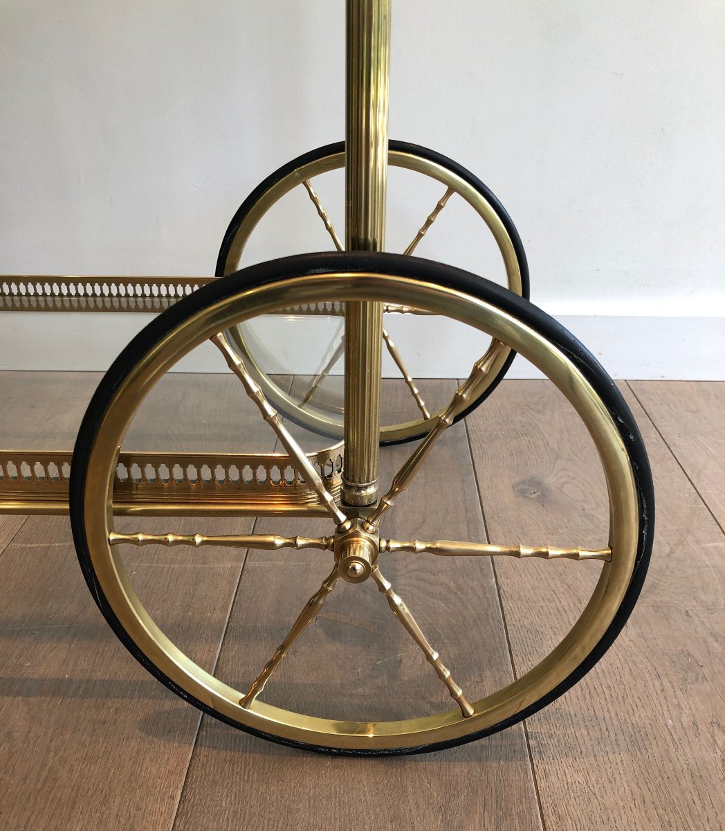 Brass Neoclassical Style Drinks Trolley With Two Removable Trays Surrounded-photo-7