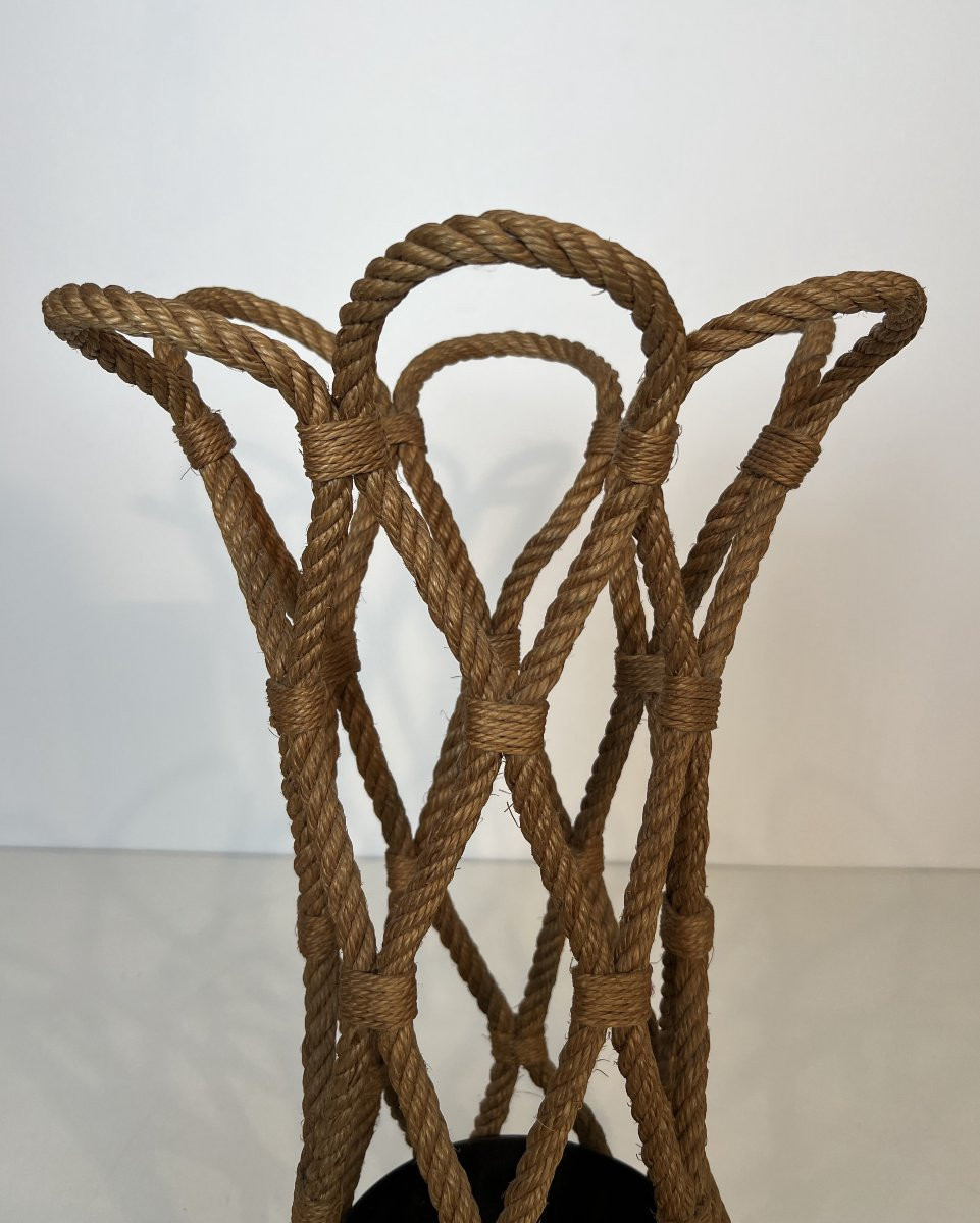 Rope Umbrella Stand. French Work By Adrien Audoux And Frida Minet. Circa 1970-photo-2