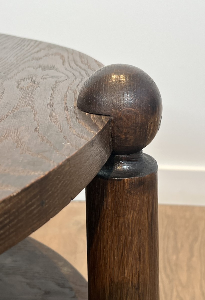 Brutalist Solid Oak Coffee Table. French Work By Charles Dudouyt. Circa 1950-photo-6