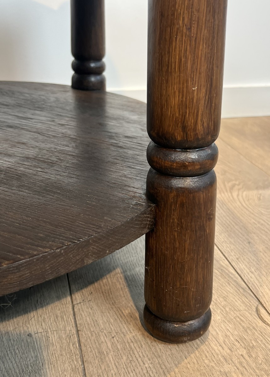 Brutalist Solid Oak Coffee Table. French Work By Charles Dudouyt. Circa 1950-photo-7