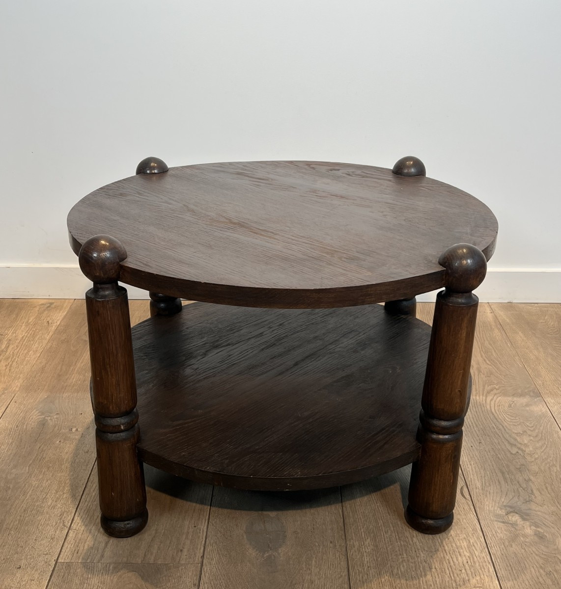 Brutalist Solid Oak Coffee Table. French Work By Charles Dudouyt. Circa 1950