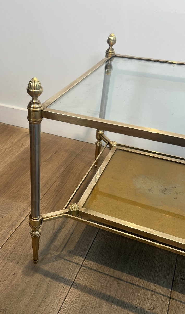 Table Basse de Style Néoclassique en Laiton et Acier Brossé de la Maison Jansen-photo-4