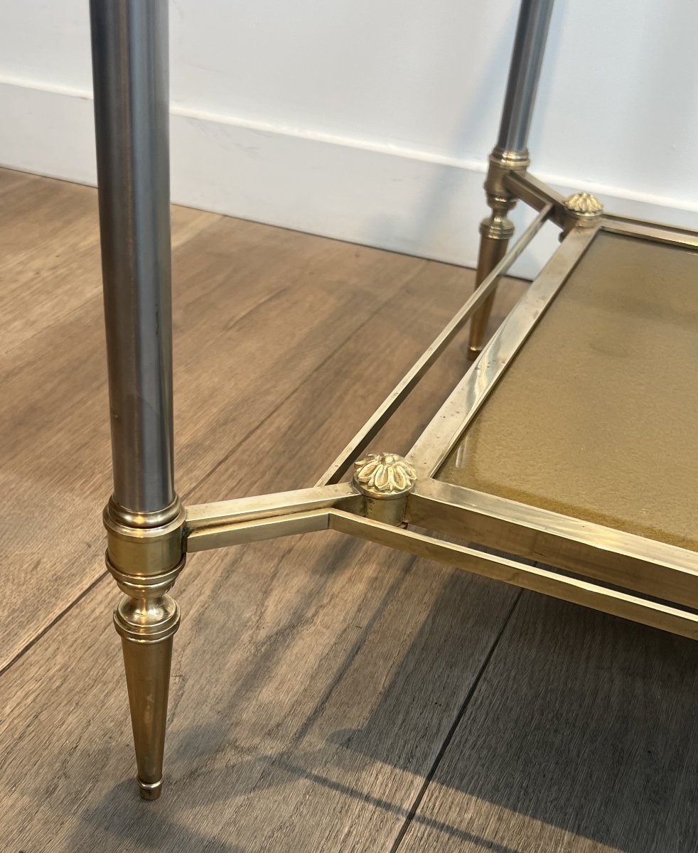 Table Basse de Style Néoclassique en Laiton et Acier Brossé de la Maison Jansen-photo-7