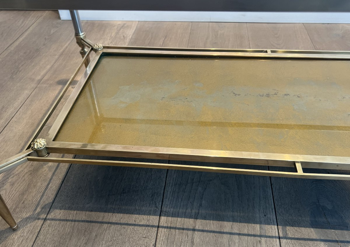 Table Basse de Style Néoclassique en Laiton et Acier Brossé de la Maison Jansen-photo-8