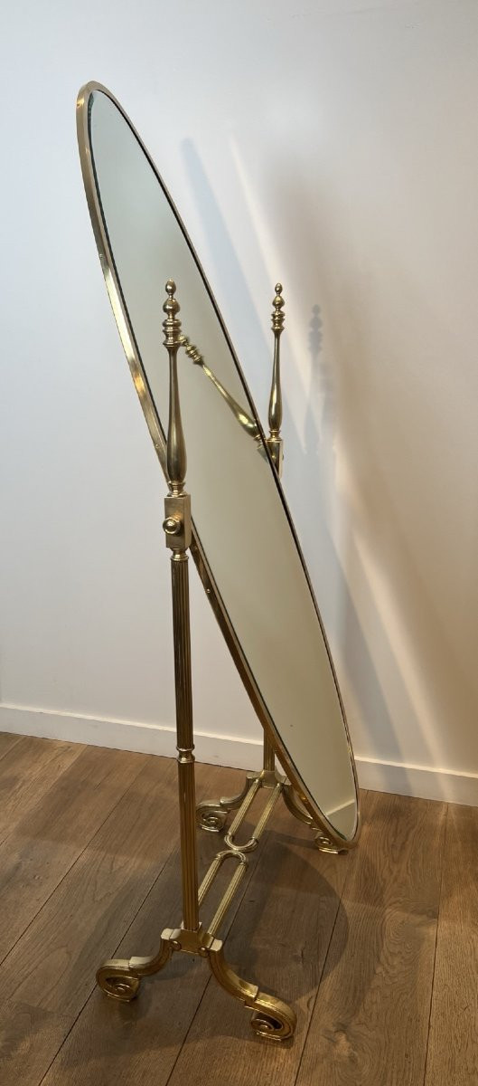 Important miroir psyché de style Empire en bronze et laiton. Travail Français. Vers 1880-photo-2