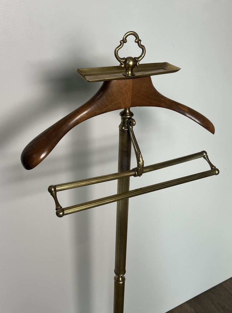 Neoclassical Style Brass And Wood Valet. French. Circa 1940-photo-1