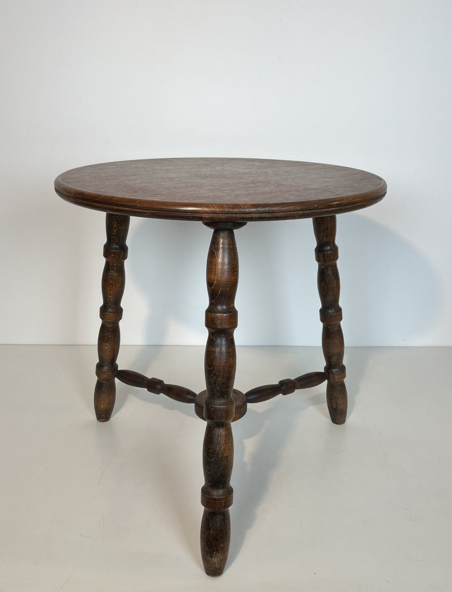Table Basse en Bois Tourné. Travail Français de Charles Dudouyt. Vers 1950-photo-1