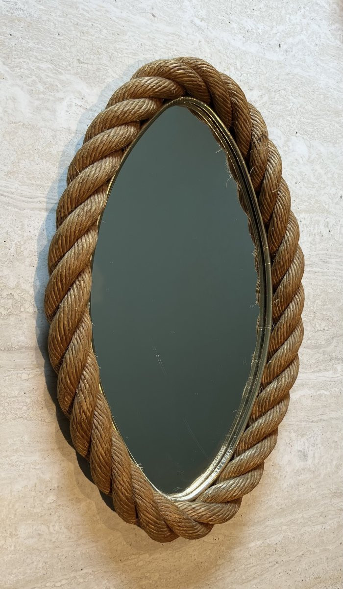 Miroir ovale en corde. Travail Français d'Adrien Audoux et Frida Minet (Audoux-Minet)-photo-2