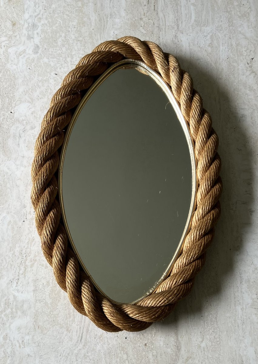 Miroir ovale en corde. Travail Français d'Adrien Audoux et Frida Minet (Audoux-Minet)-photo-3