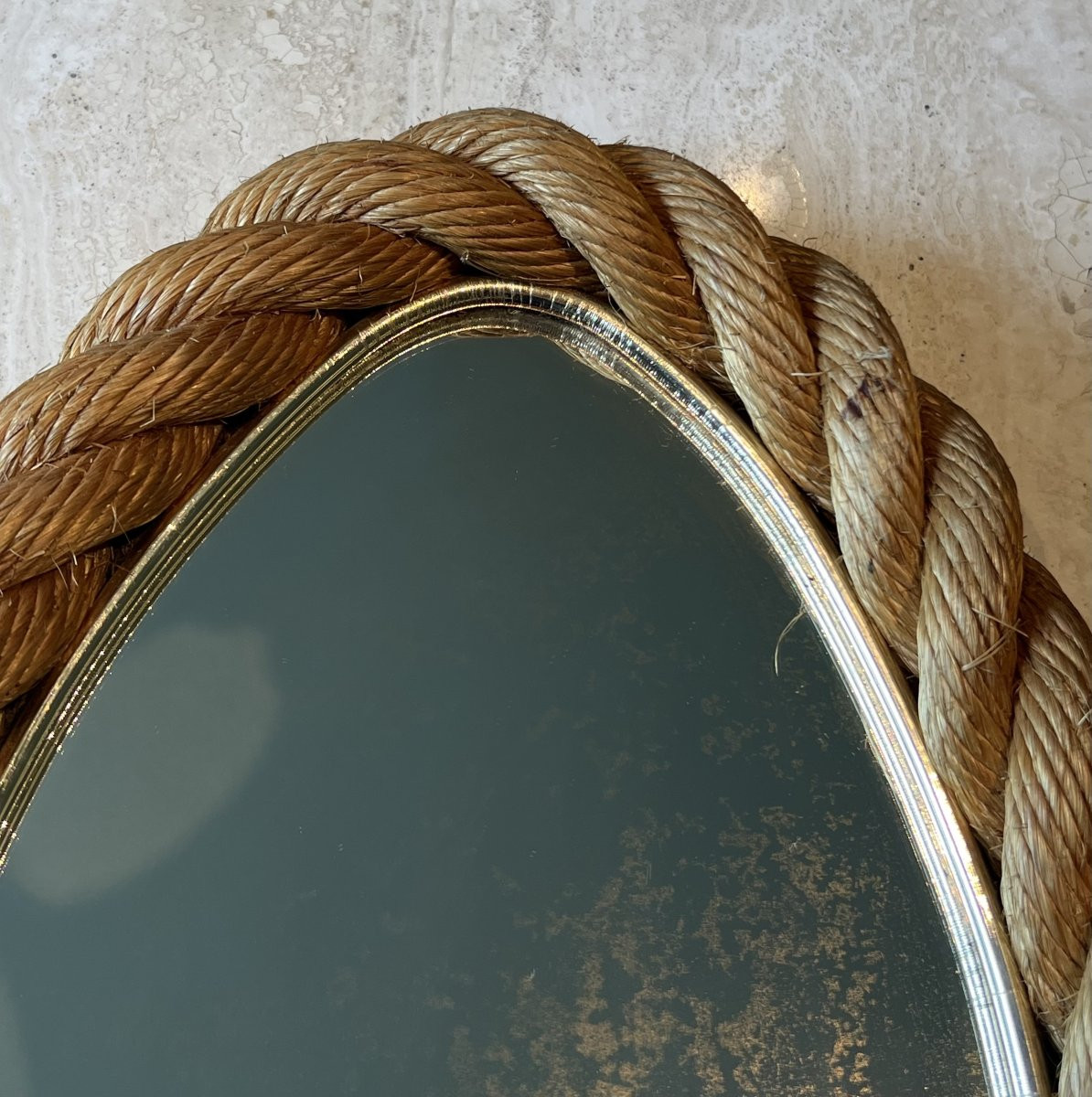 Miroir ovale en corde. Travail Français d'Adrien Audoux et Frida Minet (Audoux-Minet)-photo-4