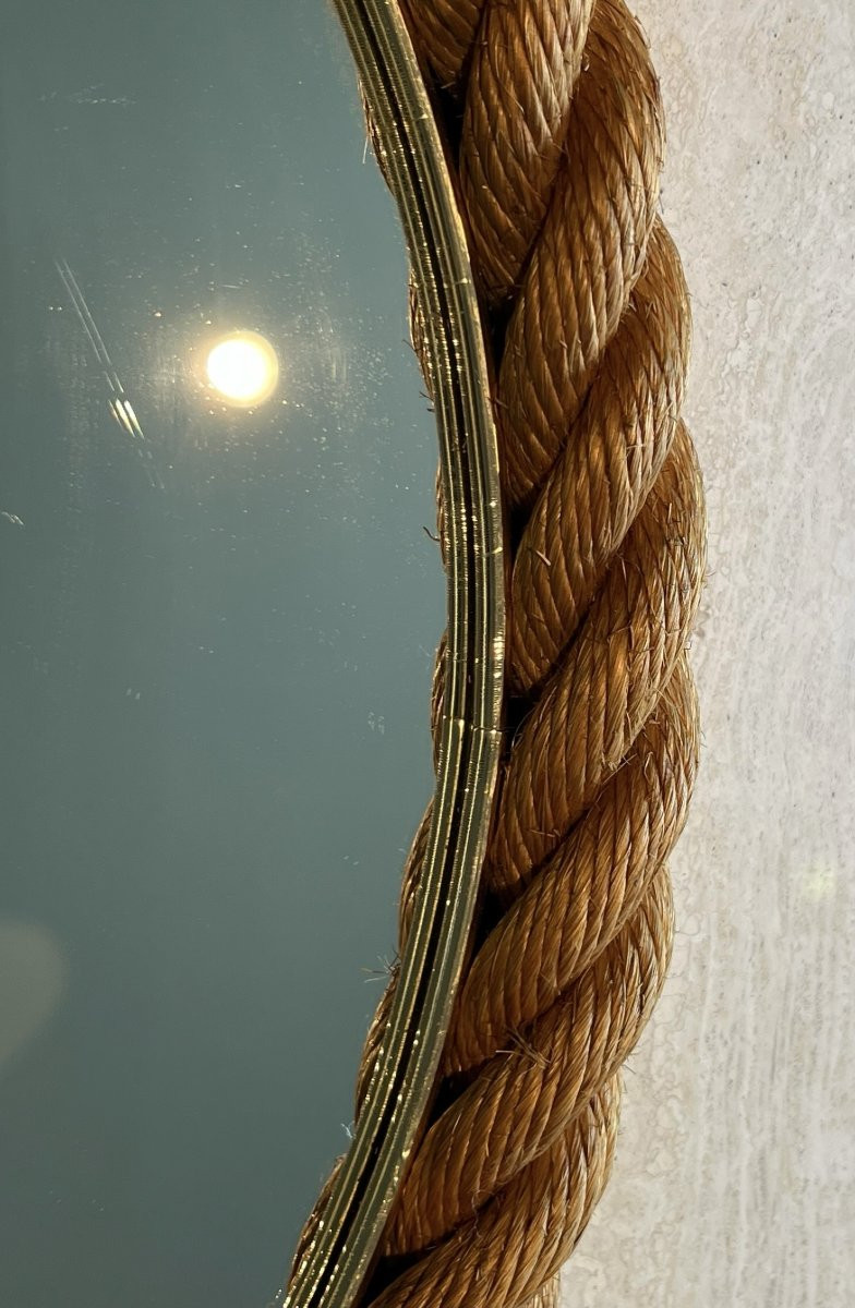 Miroir ovale en corde. Travail Français d'Adrien Audoux et Frida Minet (Audoux-Minet)-photo-2