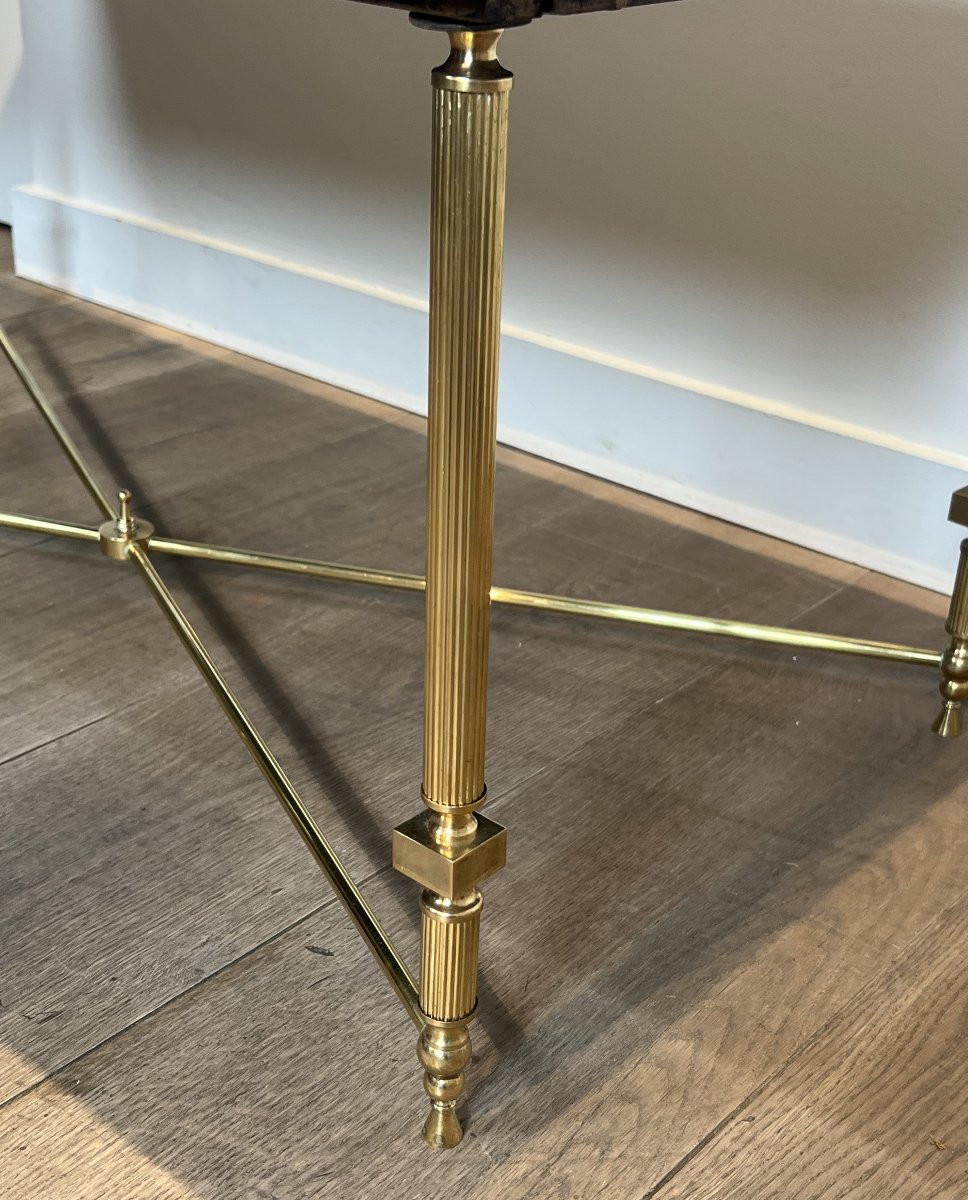 Neoclassical Style Brass Coffee Table With Wooden Lacquered Top Representing Chinese Scenes.-photo-5