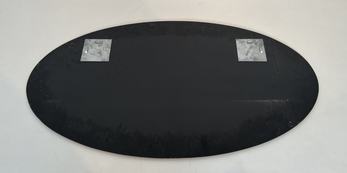 Important miroir de forme ovale à positionner horizontalement. Travail Italien de Fontana Arte.-photo-5