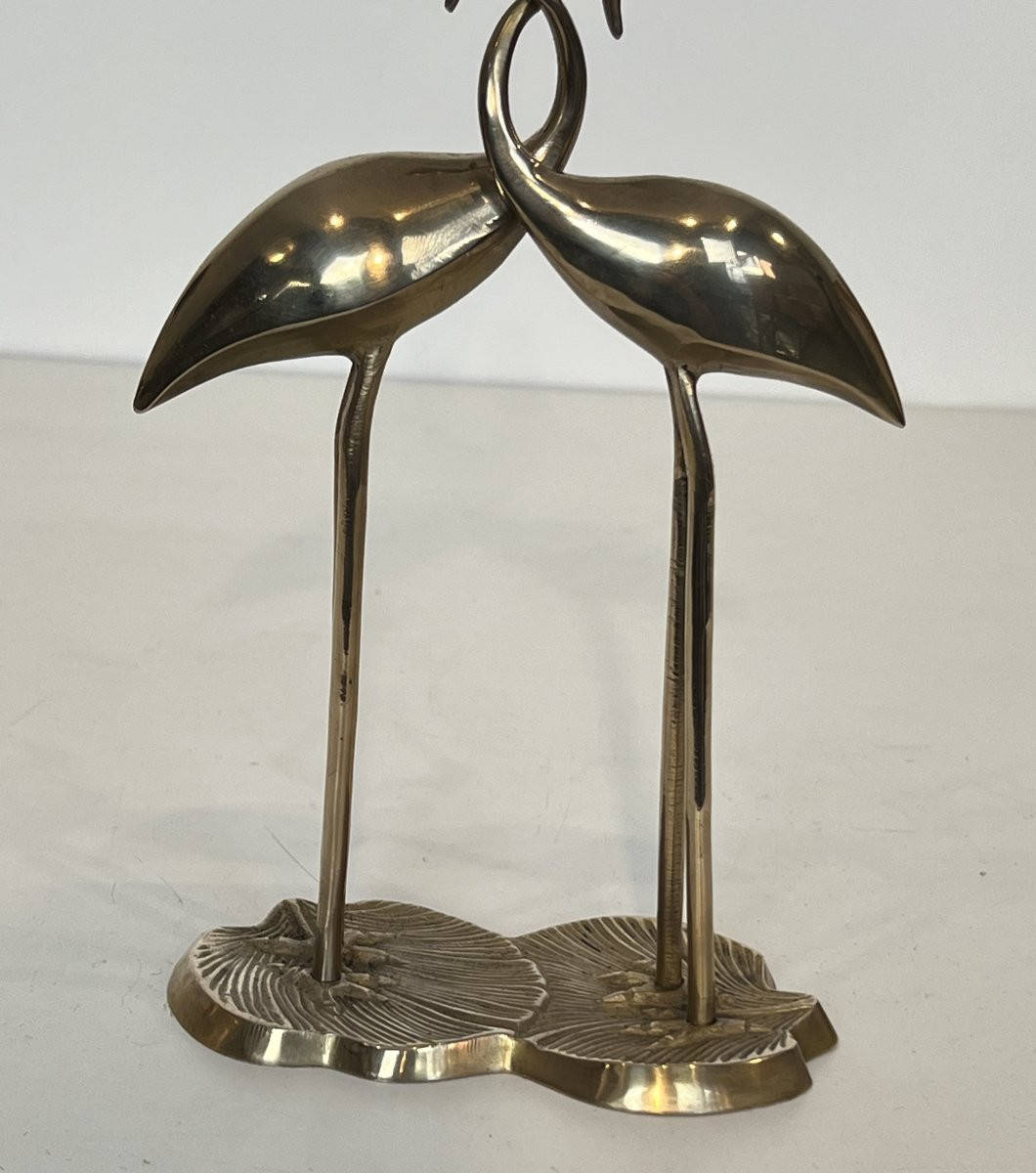 Sculpture en laiton représentant 2 oiseaux enlacés. Travail Français. Vers 1970-photo-4