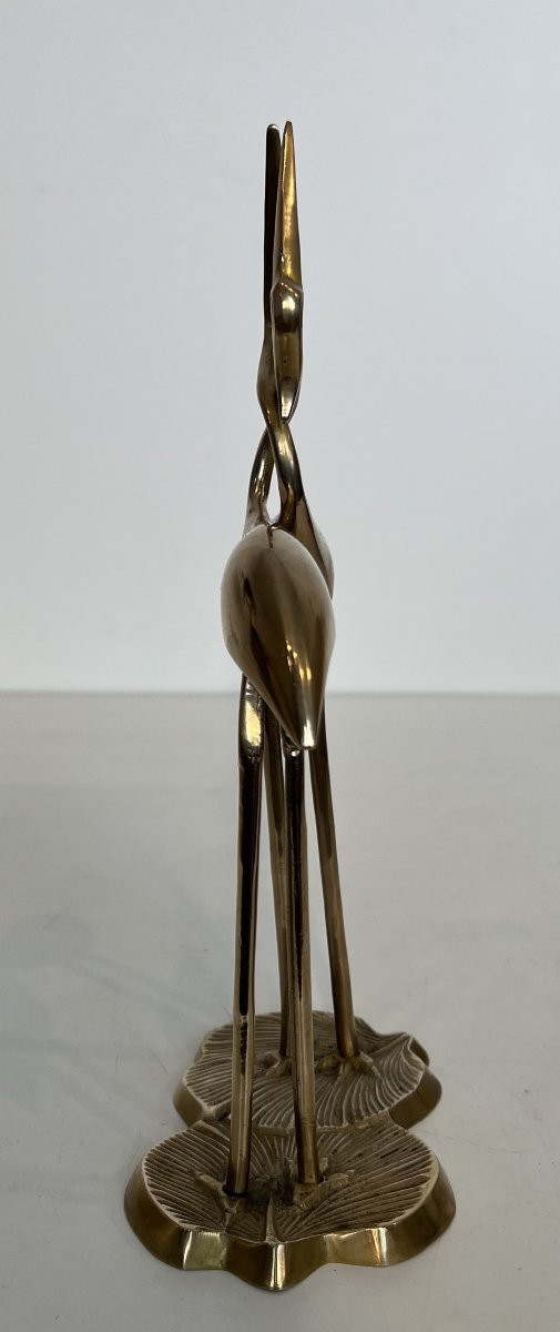Sculpture en laiton représentant 2 oiseaux enlacés. Travail Français. Vers 1970-photo-7