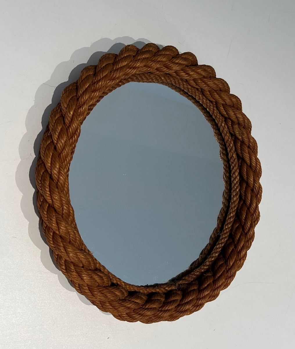 Miroir rond en corde. Travail Français dans le goût d'Adrien Audoux et Frida Minet -photo-3