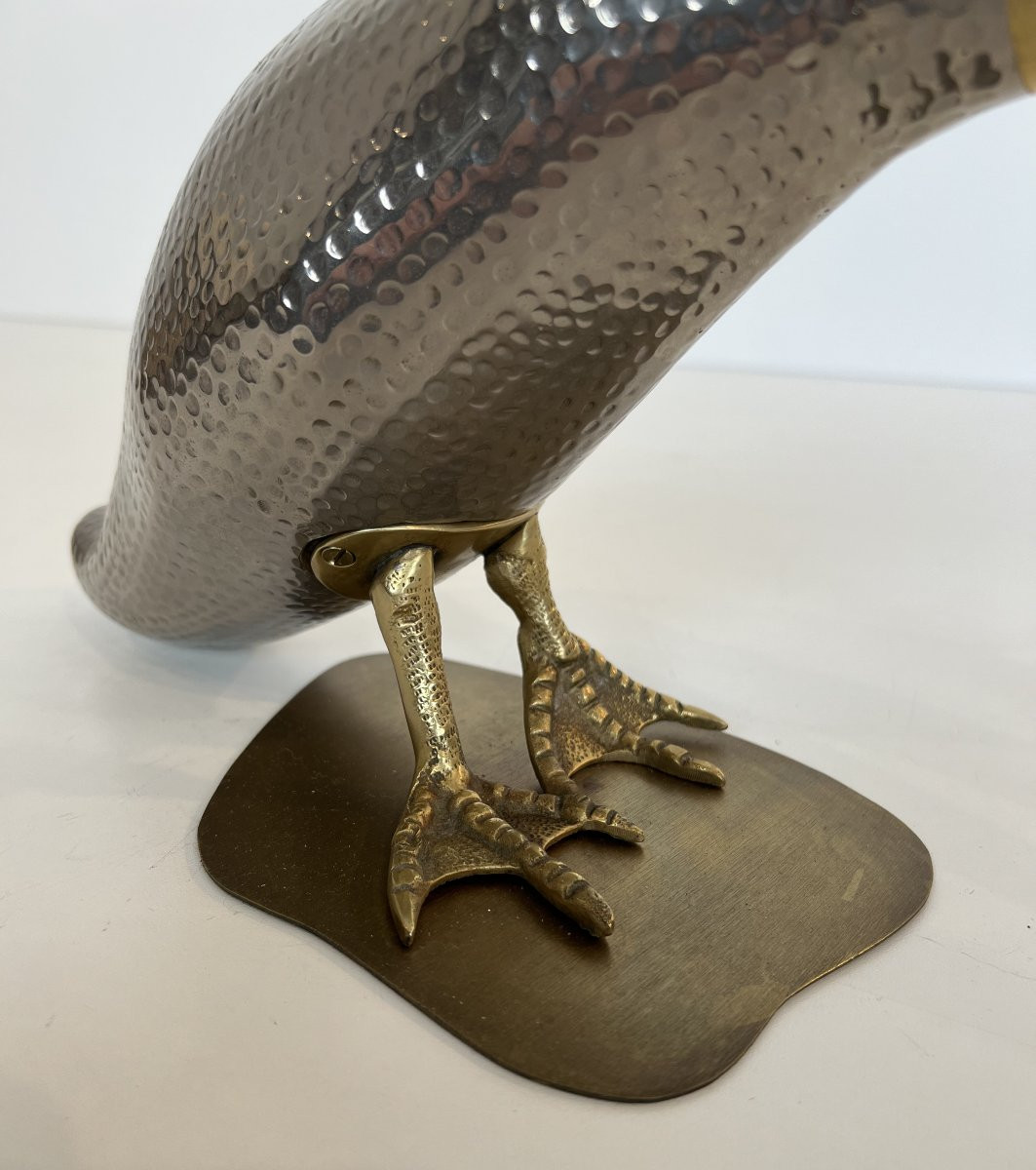Set Of 2 Silvered And Brass Ducks. French Work. Circa 1970-photo-6