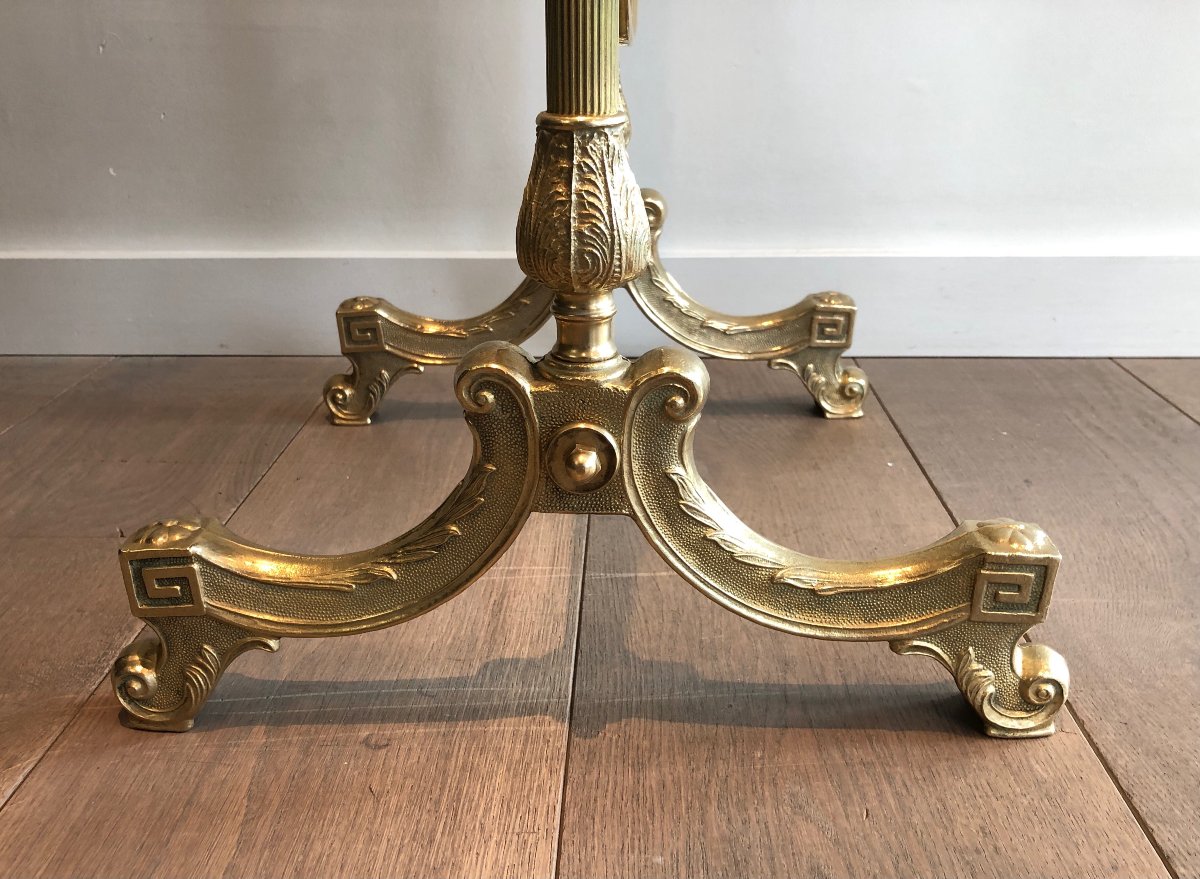 Neoclassical Style Swinging Brass Psyche Mirror. French Work. Circa 1970-photo-7