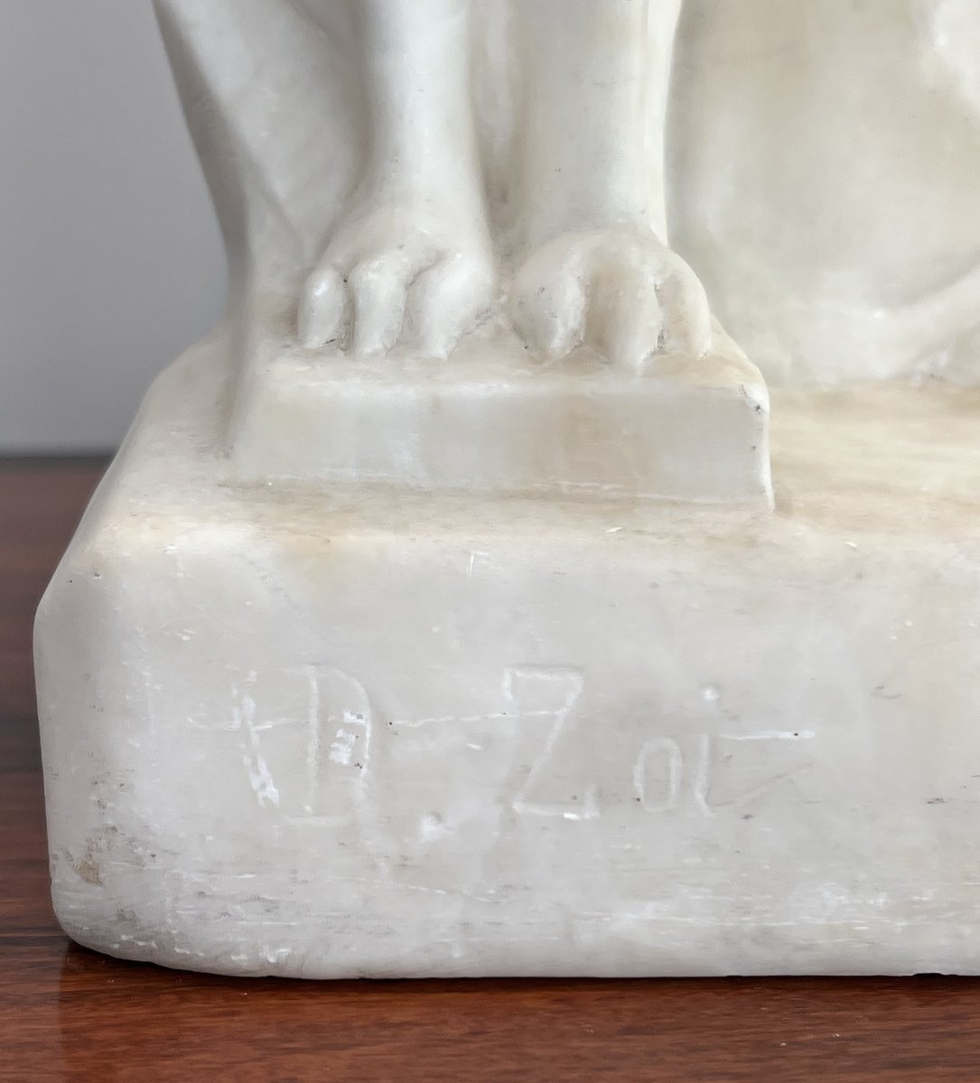 Carrara Marble Sculpture Representing A Young Girl With A Jug Signed Dante Zoi-photo-7