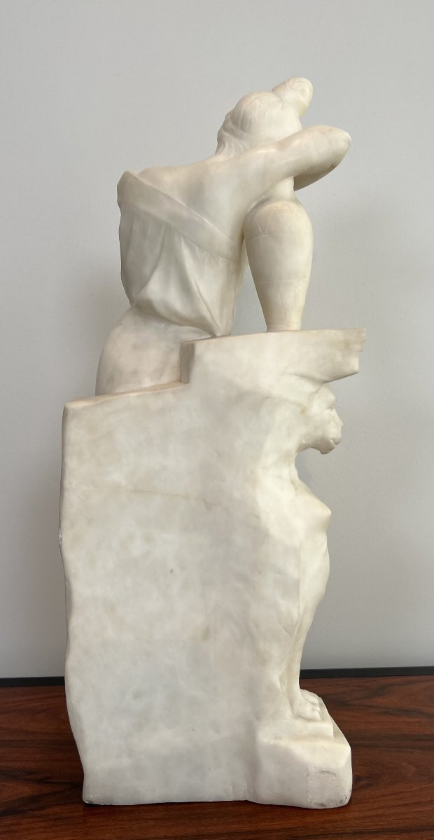Carrara Marble Sculpture Representing A Young Girl With A Jug Signed Dante Zoi-photo-8