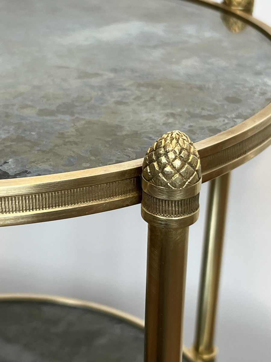 Three Tiers Round Gueridon With Eglomized Mirror Tops. French Work By Maison Baguès. Circa 1940-photo-3