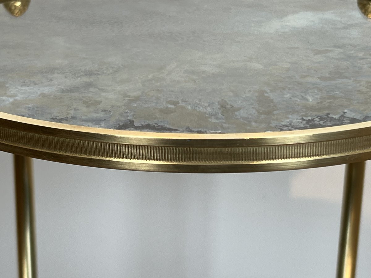 Three Tiers Round Gueridon With Eglomized Mirror Tops. French Work By Maison Baguès. Circa 1940-photo-4