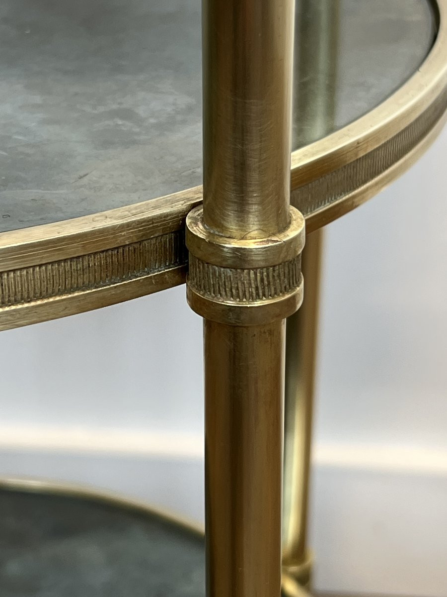 Three Tiers Round Gueridon With Eglomized Mirror Tops. French Work By Maison Baguès. Circa 1940-photo-5