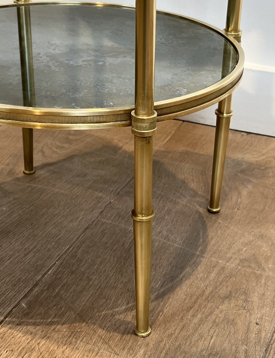 Three Tiers Round Gueridon With Eglomized Mirror Tops. French Work By Maison Baguès. Circa 1940-photo-7