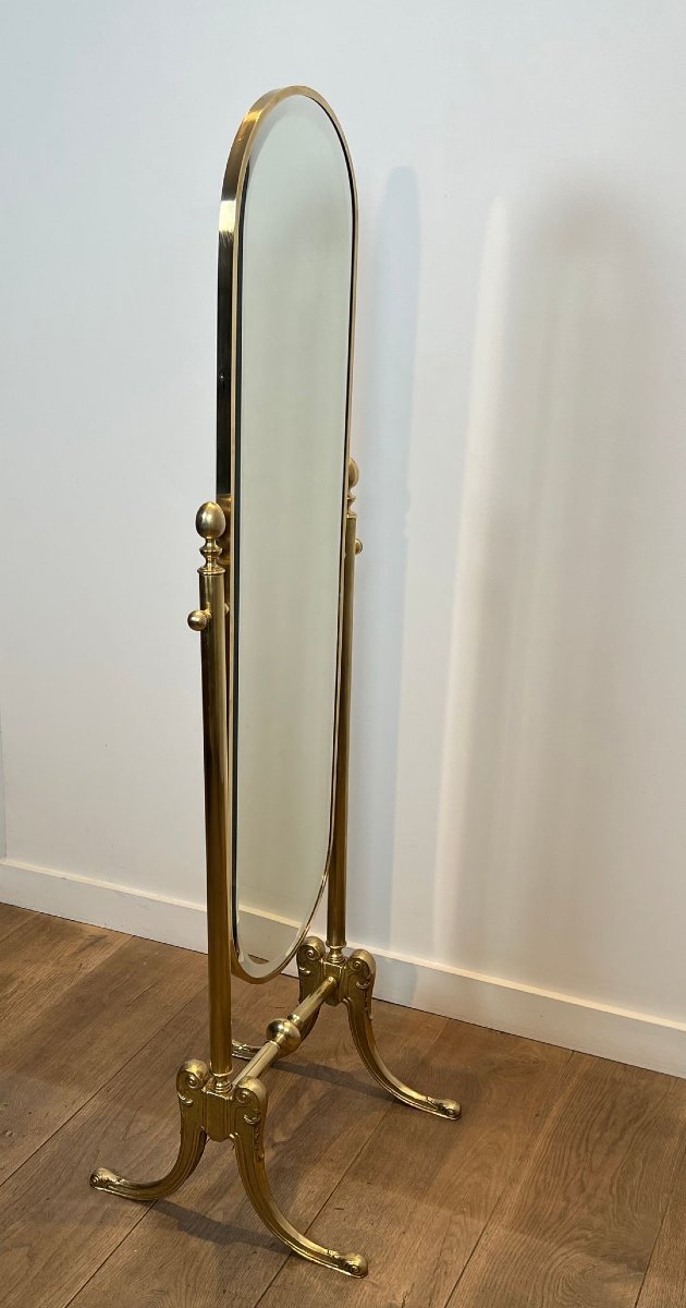 Paire de Miroirs Psyché en Laiton de Style Néoclassique-photo-1