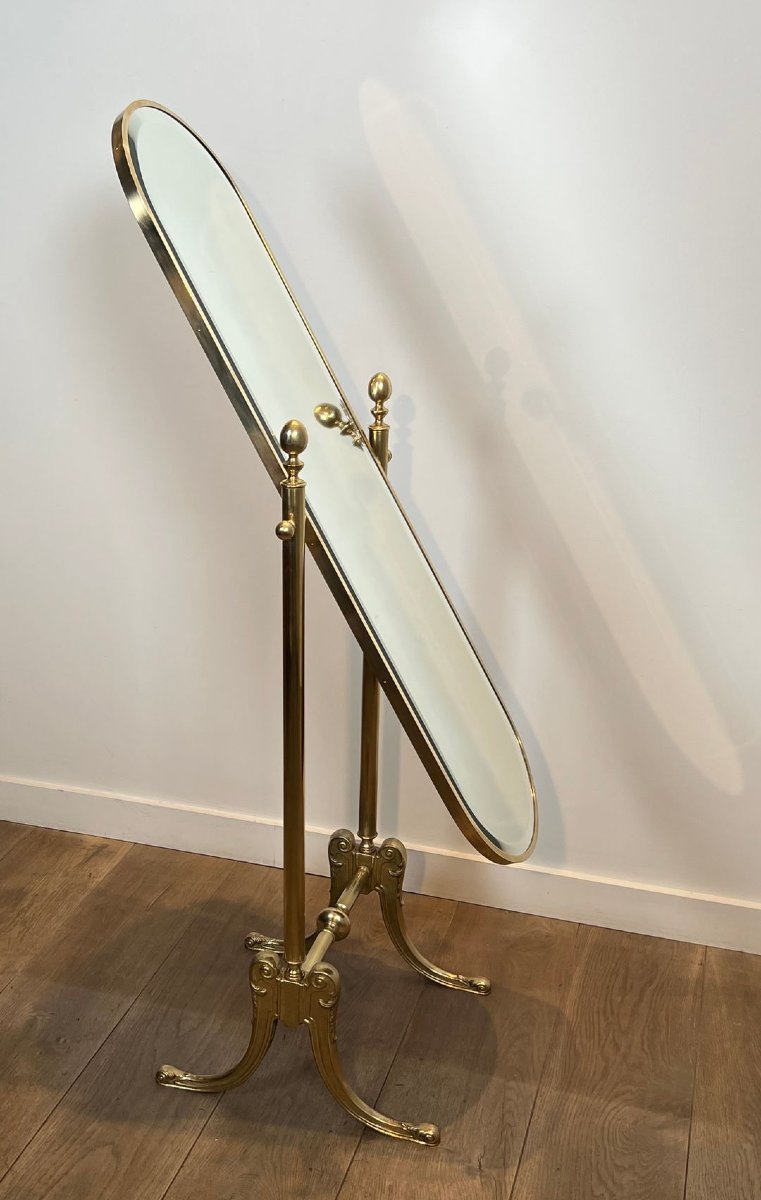 Paire de Miroirs Psyché en Laiton de Style Néoclassique-photo-4