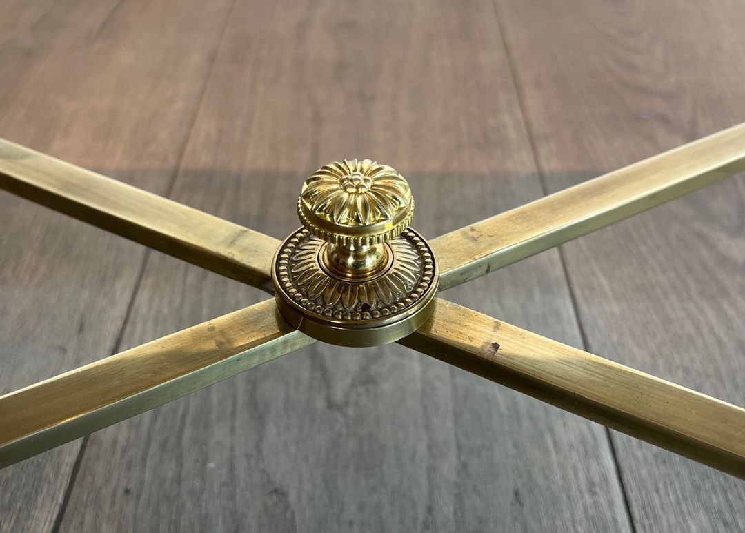 Brass Coffee Table With Carrara Marble Top By Maison Jansen-photo-5