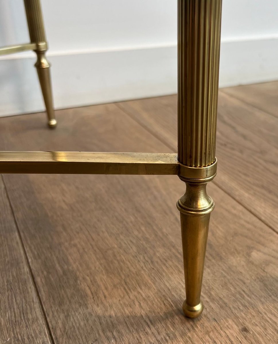 Brass Coffee Table With Carrara Marble Top By Maison Jansen-photo-7