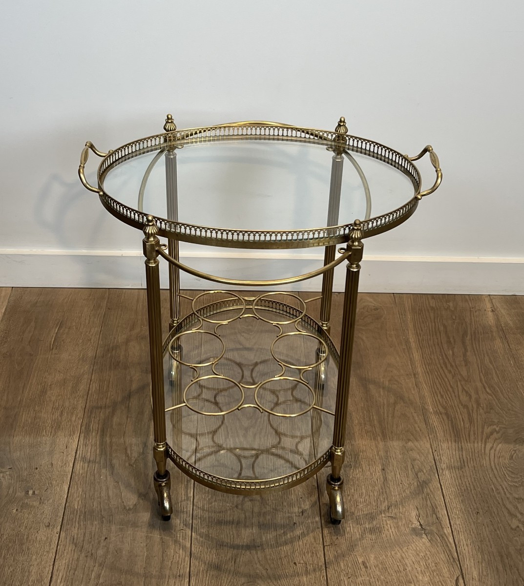 Table Roulante Ovale en Laiton dans le goût de la Maison Jansen. Vers 1940-photo-1