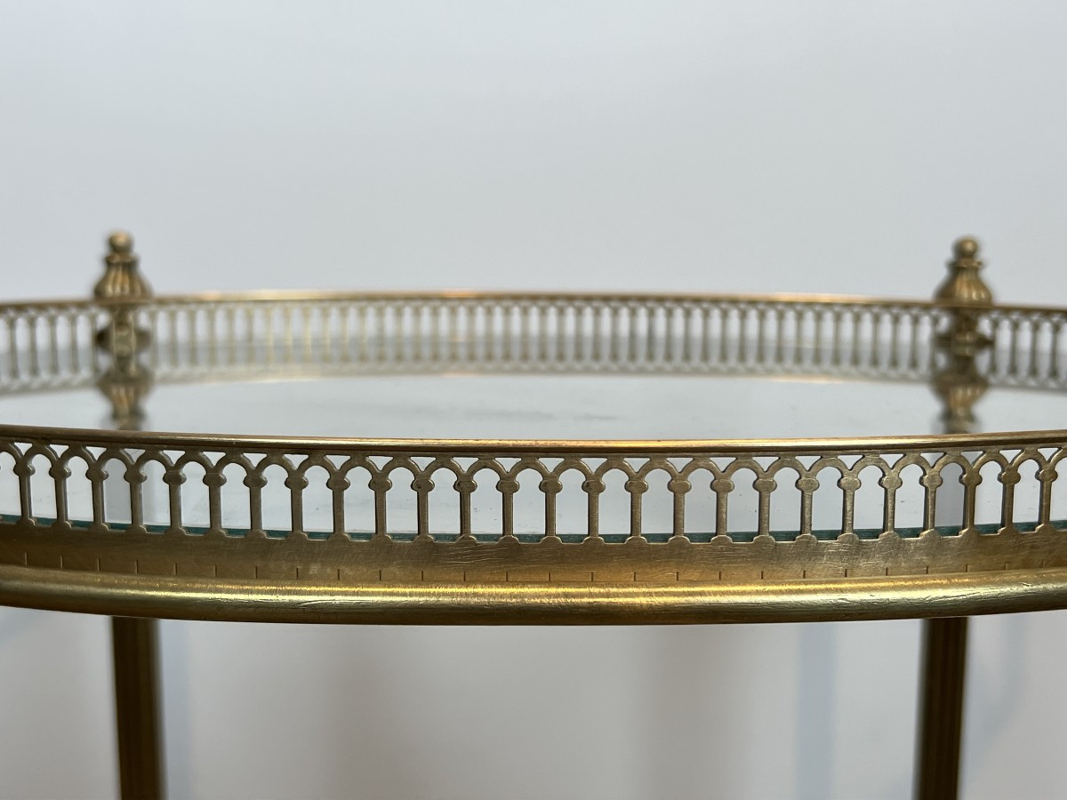 Table Roulante Ovale en Laiton dans le goût de la Maison Jansen. Vers 1940-photo-5