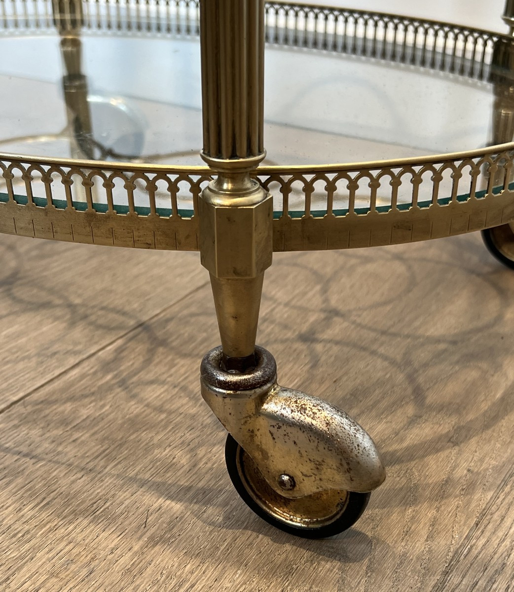 Table Roulante Ovale en Laiton dans le goût de la Maison Jansen. Vers 1940-photo-7