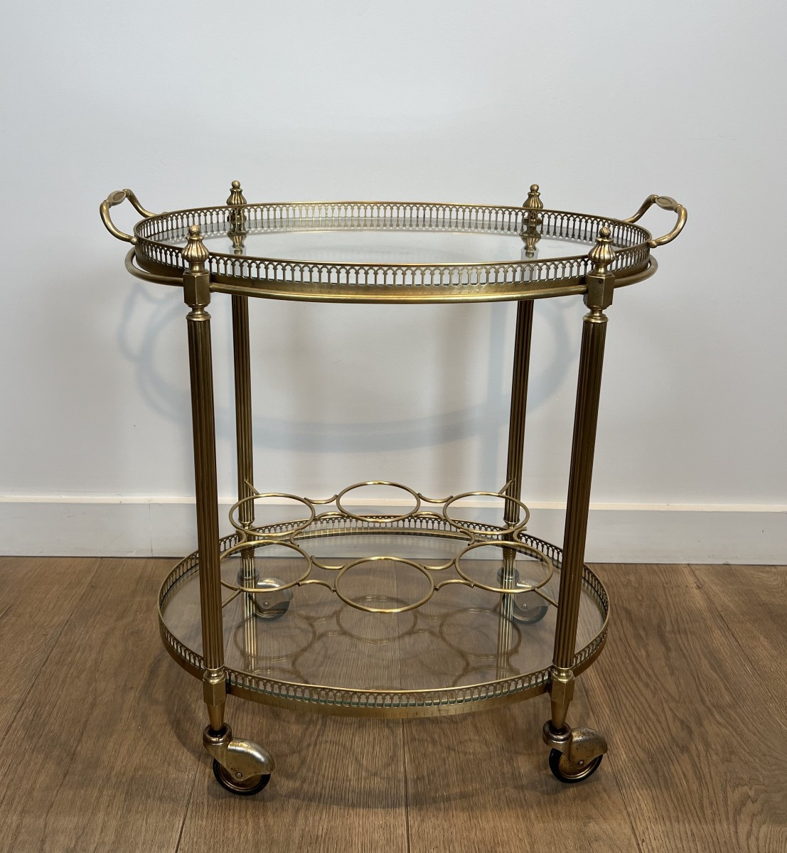 Table Roulante Ovale en Laiton dans le goût de la Maison Jansen. Vers 1940-photo-8