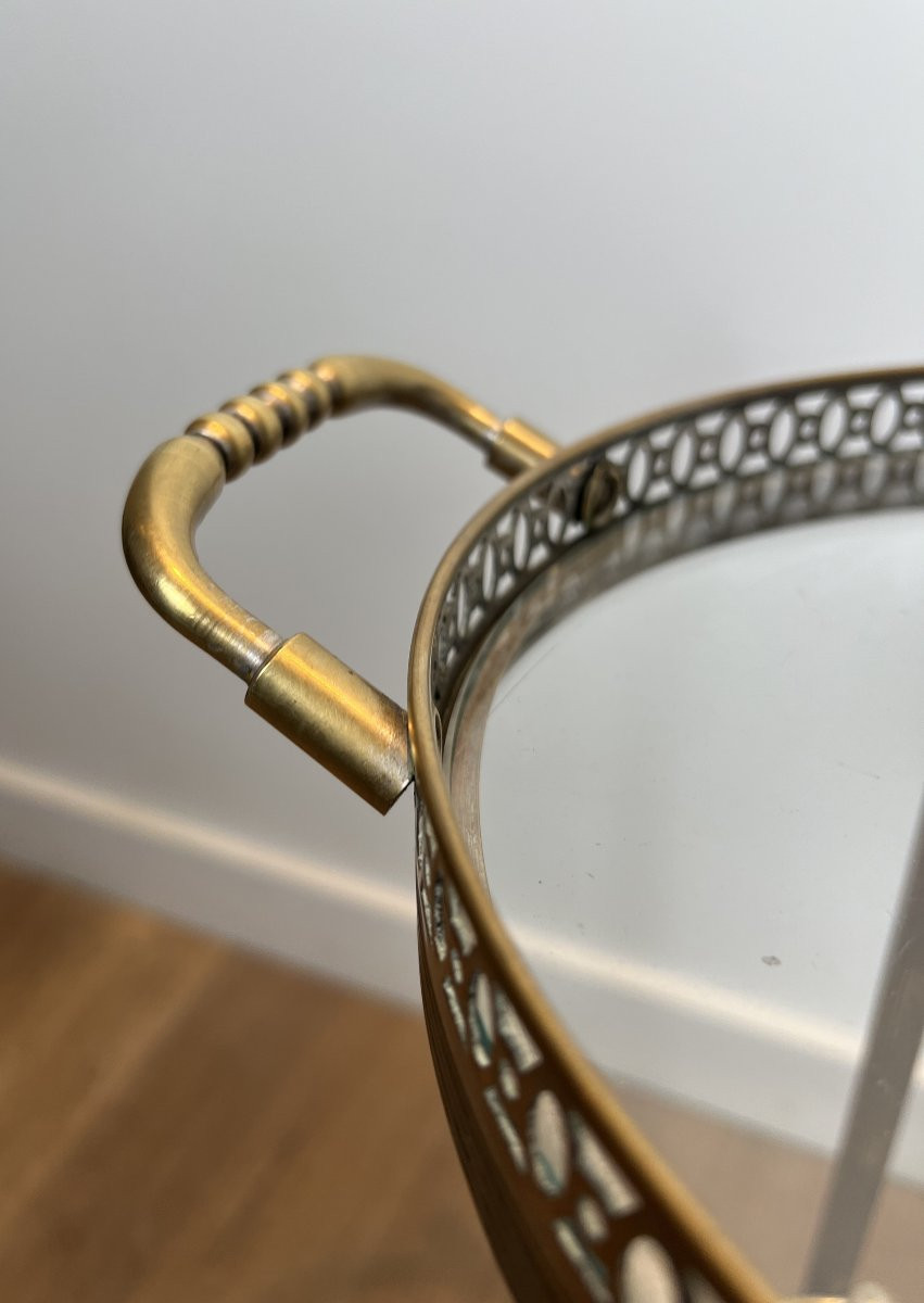 Petite Table Roulante en Laiton Argenté de la Maison Baguès-photo-2