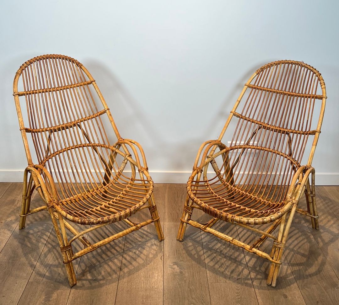 Pair Of Design Rattan Armchairs