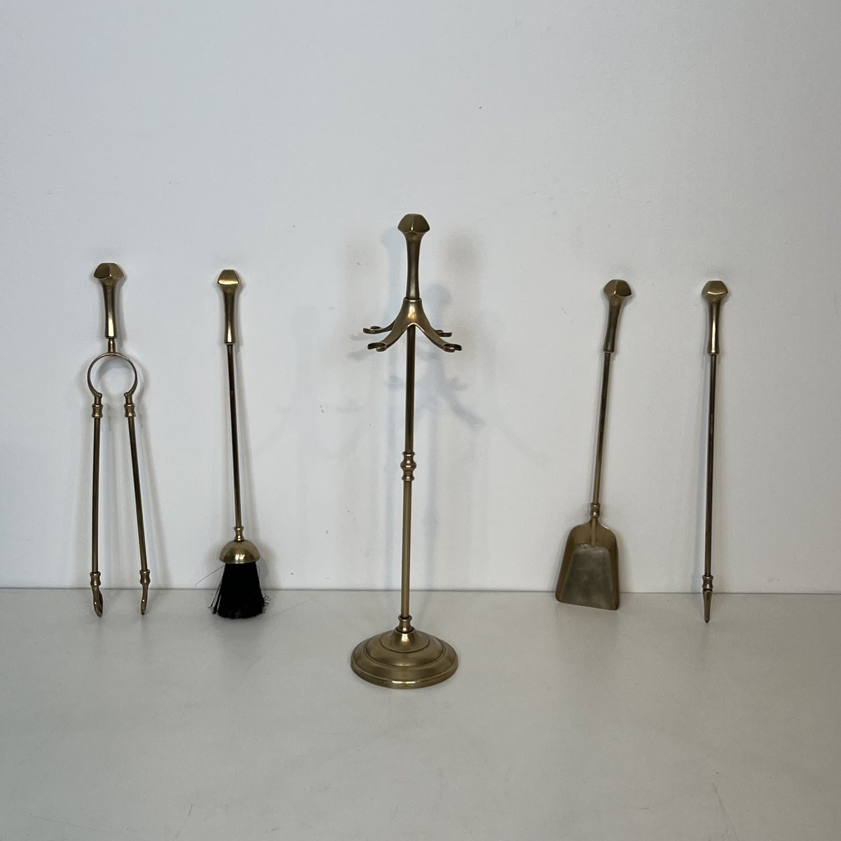 Nécessaire de Feu de Style Néoclassique en Laiton. Travail Français. Vers 1970-photo-4