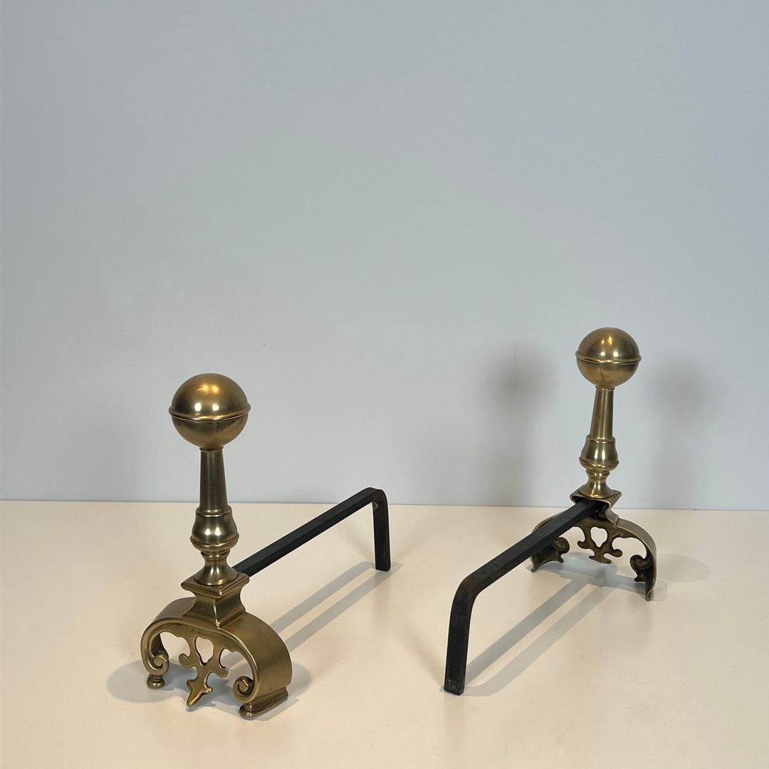 Pair Of Brass Andirons-photo-1