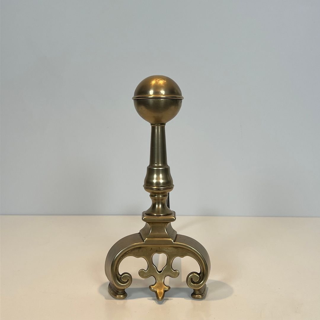 Pair Of Brass Andirons-photo-3