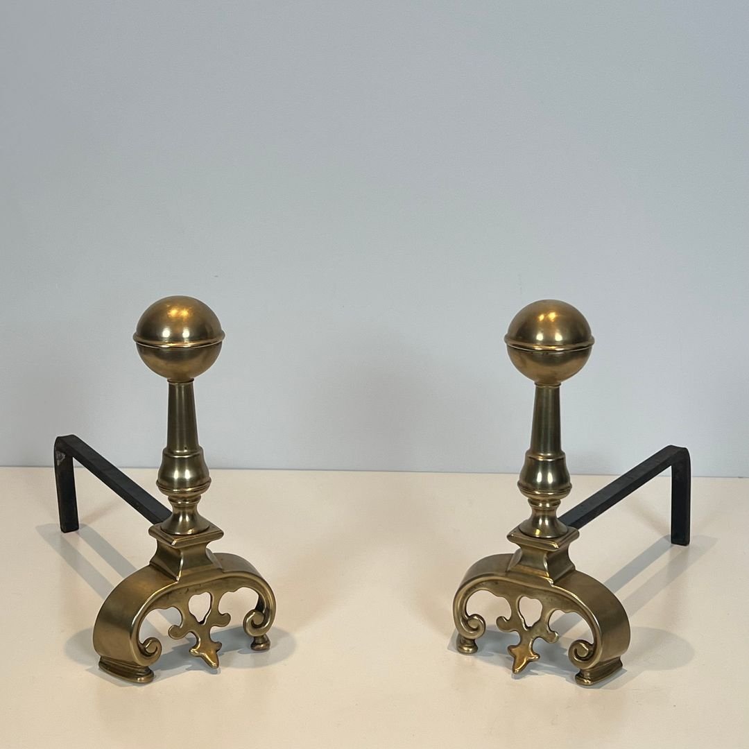 Pair Of Brass Andirons-photo-8
