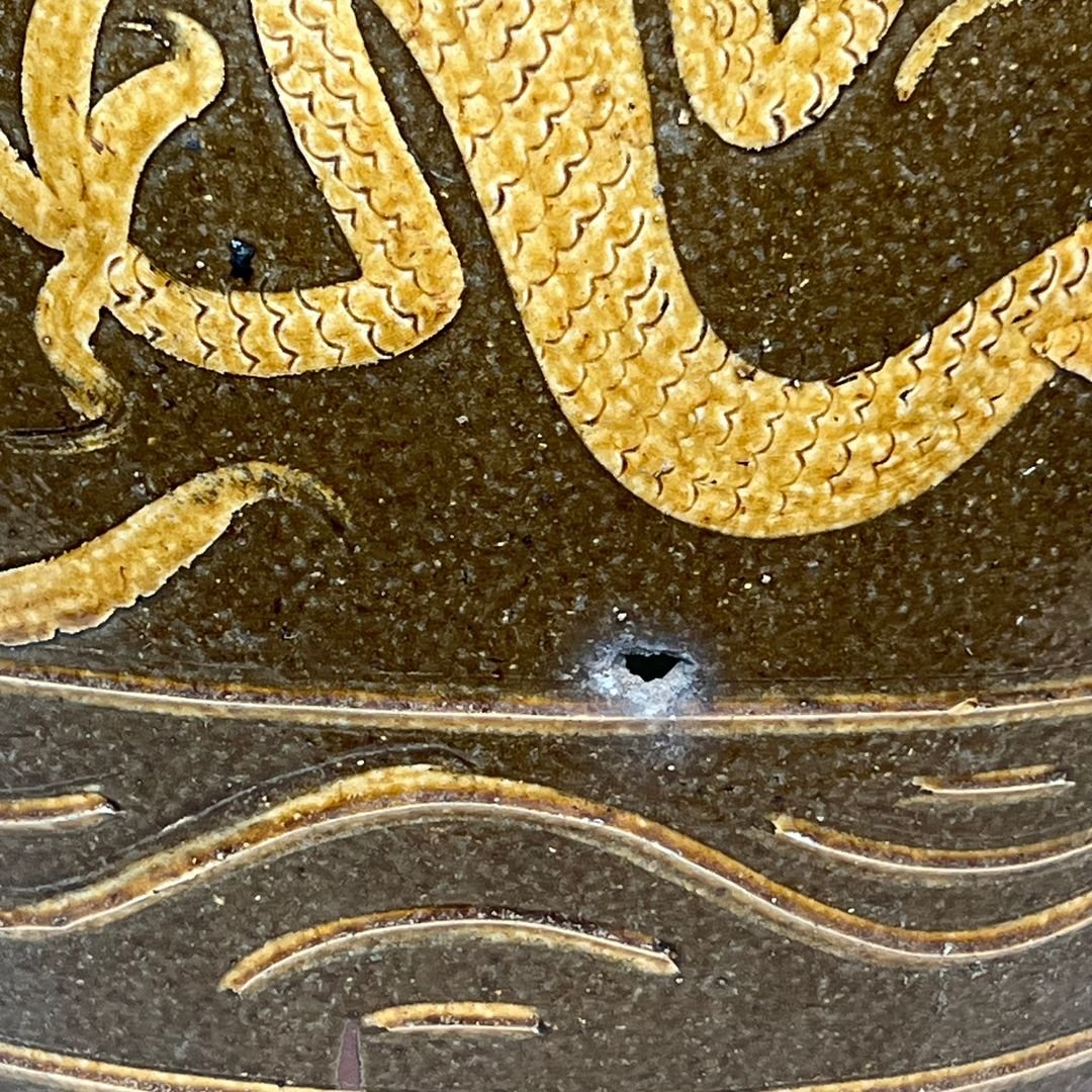 Large Chinese Glazed Terracotta Planter Decorated With Dragons-photo-5