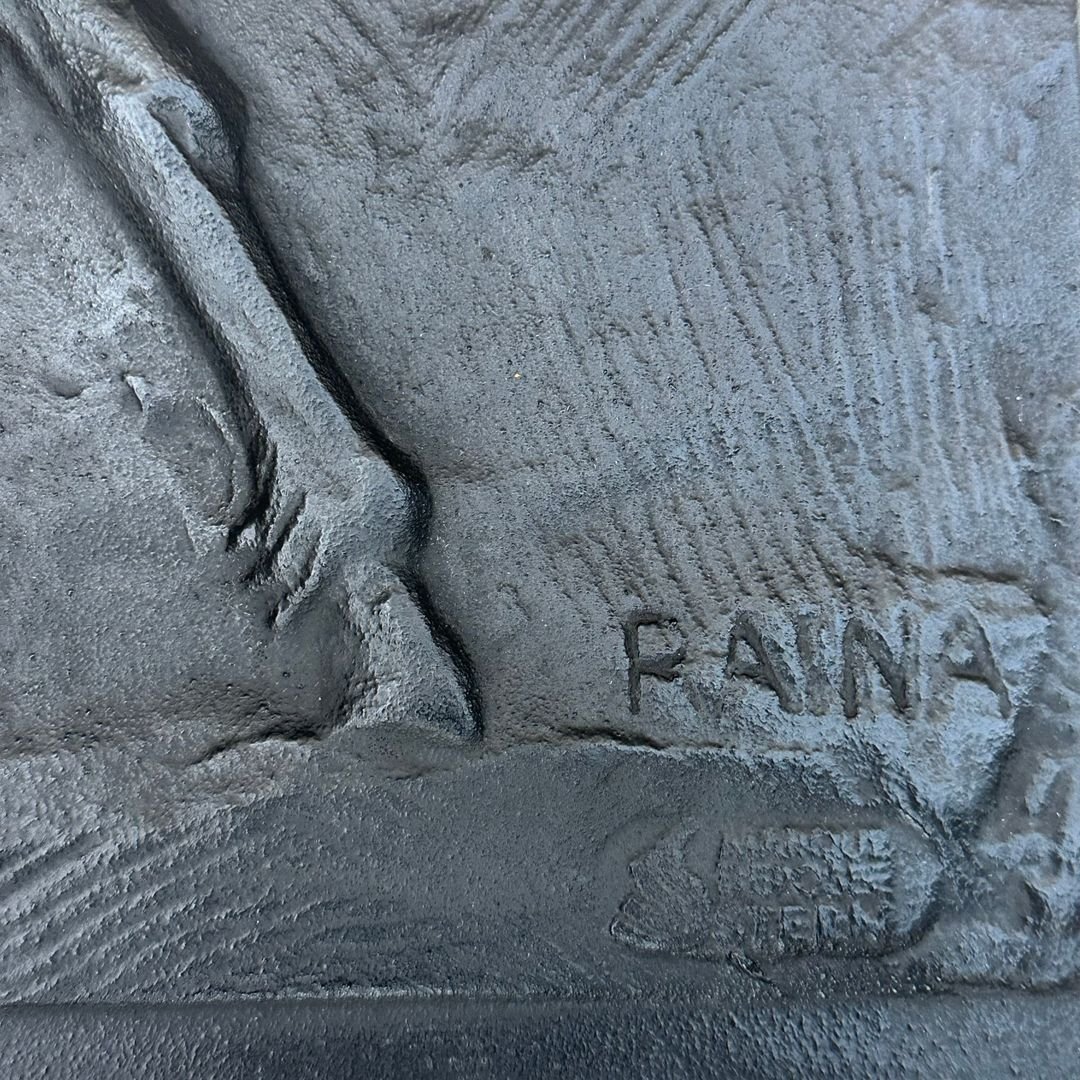 Cast Iron Fireback Showing Horses Signed Raina By Foundery Stern-photo-5